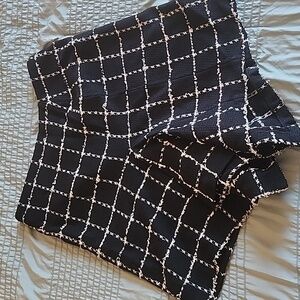 St. John Black and White Grid Handkerchief Wool Skirt